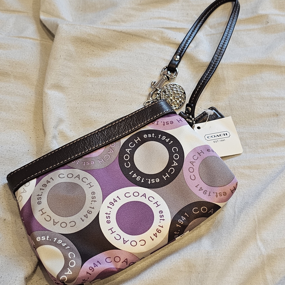 Coach Purple and Gray Clutch Wristlet